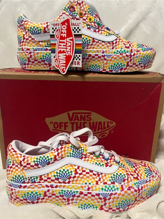 Vans Other - Vans woman 7 men 5.5 White-Striped Multi-Color Checkerboard Low Top Sneakers
